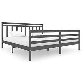 vidaXL Bed Frame grå massivt trä 200x200 cm 3100676