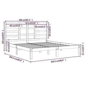 vidaXL Bed Frame honungsbrun massivt trä 200x200 cm 3105818