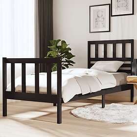 vidaXL Bed Frame svart massivt trä 75x190 cm liten enkelsäng 3101117