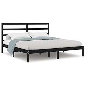 vidaXL Bed Frame svart massiv furu 200x200 cm 3104957