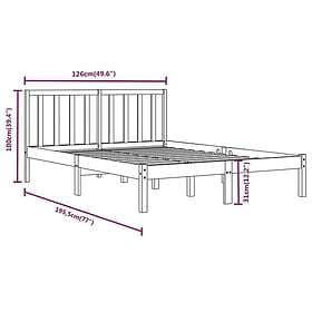 vidaXL Bed Frame massivt trä 120x190 cm liten dubbelsäng 3105041