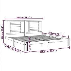 vidaXL Bed Frame grå massiv furu 200x200 cm 3104370