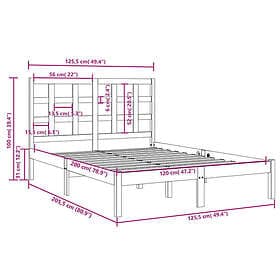 vidaXL Bed Frame massivt trä 120x200 cm 3105465