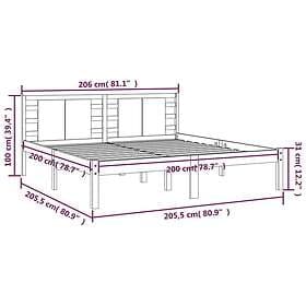 vidaXL Bed Frame grey solid pine 200x200 cm