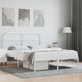 vidaXL Bed Frame med huvudgavel metall vit 140x200 cm 352628