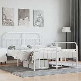 vidaXL Bed Frame med huvudgavel och fotgavel vit metall 150x200 cm 352647