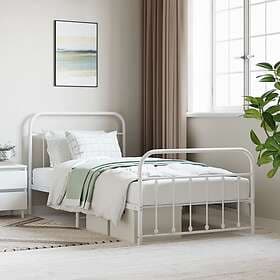 vidaXL Bed Frame med huvudgavel och fotgavel vit metall 107x203 cm 352641