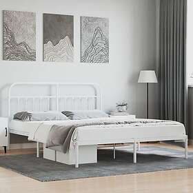 vidaXL Bed Frame med huvudgavel metall vit 180x200 cm 352631
