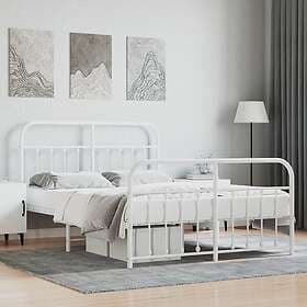 vidaXL Bed Frame med huvudgavel och fotgavel vit metall 140x200 cm 352646