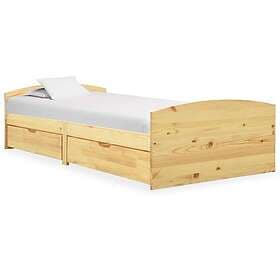 vidaXL Bed Frame with 2 drawers solid pine 90x200 cm