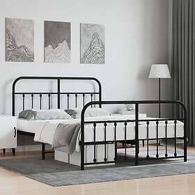 vidaXL Bed Frame med huvudgavel och fotgavel svart metall 150x200 cm 352598