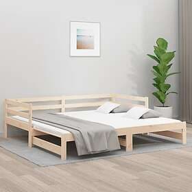 vidaXL Utdragbar dagbädd 2x(90x190) cm massiv furu 814654
