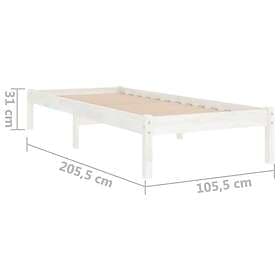 vidaXL Bed Frame vit massiv furu 100x200 cm 810008