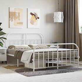 vidaXL Bed Frame med huvudgavel och fotgavel vit metall 140x200 cm 353703