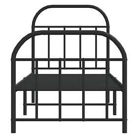 vidaXL Bed Frame med huvudgavel och fotgavel svart metall 75x190 cm 353643