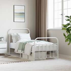 vidaXL Bed Frame med huvudgavel och fotgavel vit metall 90x200 cm 352638