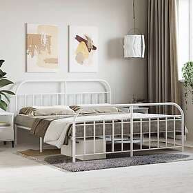 vidaXL Bed Frame med huvudgavel och fotgavel vit metall 183x213 cm 353707