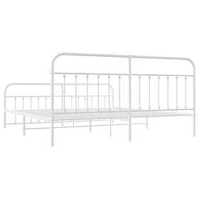 vidaXL Bed Frame med huvudgavel och fotgavel vit metall 200x200 cm 352652