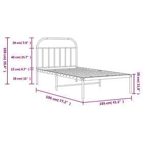 vidaXL Bed Frame med huvudgavel metall svart 100x190 cm 353629