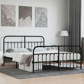 vidaXL Bed Frame med huvudgavel och fotgavel svart metall 183x213 cm 352601