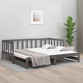 vidaXL Utdragbar dagbädd grå 2x(90x190) cm massiv furu 814666