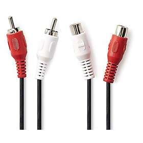 Nedis 2x RCA Hane 2x RCA Hona 2m Svart