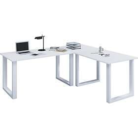 VCM NORDIC Lona U-feet hörnskrivbord vitt trä och metall (160x160x80)