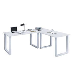 VCM NORDIC Lona U-feet hörnskrivbord vitt trä och metall (160x160x50)