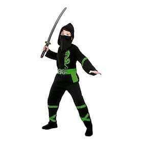Wicked Costumes Black/Grön Power Ninja Barn Maskeraddräkt Medium