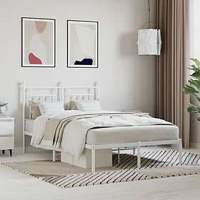 vidaXL Bed Frame med huvudgavel metall vit 135x190 cm 353585