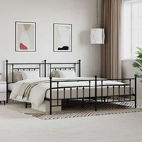 vidaXL Bed Frame med huvudgavel och fotgavel svart metall 193x203 cm 353561
