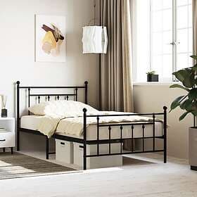 vidaXL Bed Frame med huvudgavel och fotgavel svart metall 107x203 cm 353551