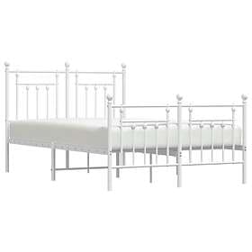 vidaXL Bed Frame med huvudgavel och fotgavel vit metall 135x190 cm 353603