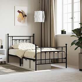 vidaXL Bed Frame med huvudgavel och fotgavel svart metall 100x190 cm 353549
