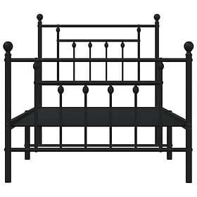 vidaXL Bed Frame med huvudgavel och fotgavel svart metall 90x200 cm 353548