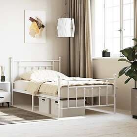 vidaXL Bed Frame med huvudgavel och fotgavel vit metall 107x203 cm 353600