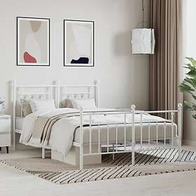 vidaXL Bed Frame med huvudgavel och fotgavel vit metall 140x190 cm 353604
