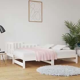 vidaXL Utdragbar dagbädd vit 2x(80x200) cm massiv furu 820737