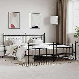 vidaXL Bed Frame med huvudgavel och fotgavel svart metall 200x200 cm 353562