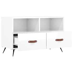 vidaXL TV Stand white high gloss 80x36x50 cm constructed wood 828942