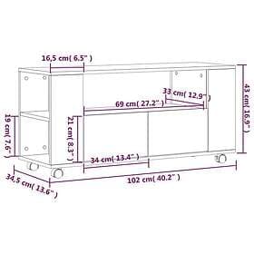 vidaXL TV Stand 102x34.5x43 cm engineered wood