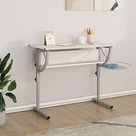 vidaXL Drawing Desk White and Grey 110x53x(58-87) cm
