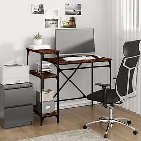 vidaXL Desk m. hyllor rökfärgad 105x50x90cm konstruerat trä&järn 826716