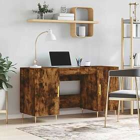 vidaXL Desk Smoke Oak 140x50x75 cm Engineered Wood