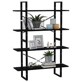 vidaXL Bokhylla 4 hyllplan svart 100x30x140 cm massiv furu 806486