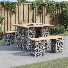 vidaXL Trädgårdsbench gabion-design 100x102x72 cm massiv furu 834371