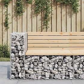 vidaXL Trädgårdsbench gabion-design 92x71x65.5 cm massiv furu 834380