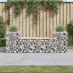 vidaXL Trädgårdsbench gabiondesign 183x41x60.5 cm massiv furu 834387