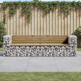 vidaXL Trädgårdsbench gabiondesign 244x71x65.5 cm impregnerad furu 3196241