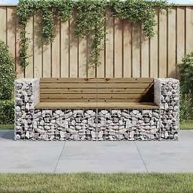 vidaXL Trädgårdsbench gabiondesign 184x71x65.5 cm impregnerad furu 3196238